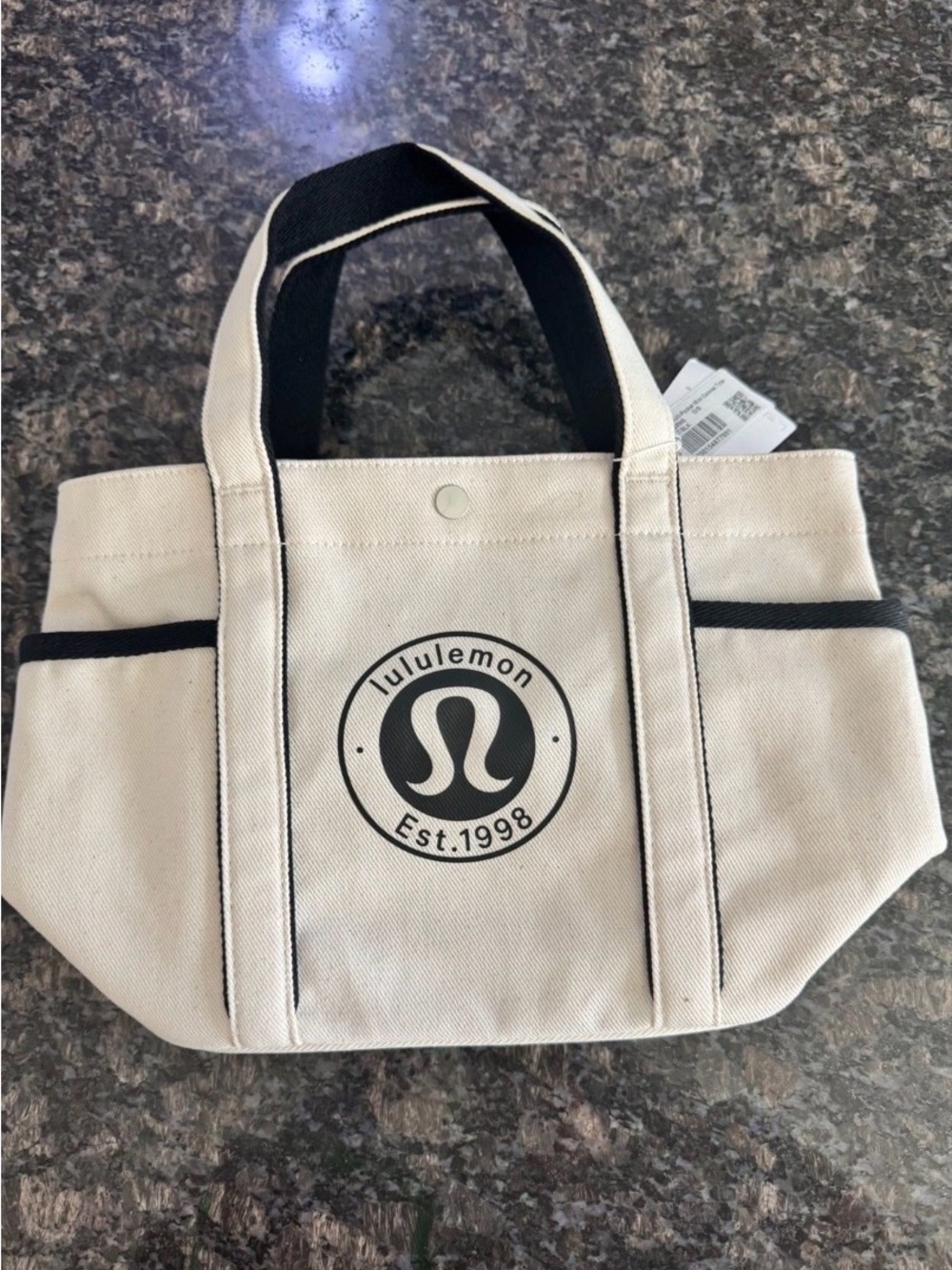 lululemon athletica Cream Canvas Tote with Black Trim - Picture 1 of 3